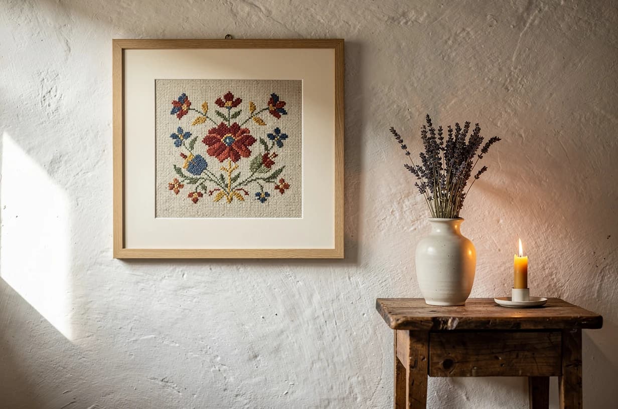 rámování výšivek a textilních děl