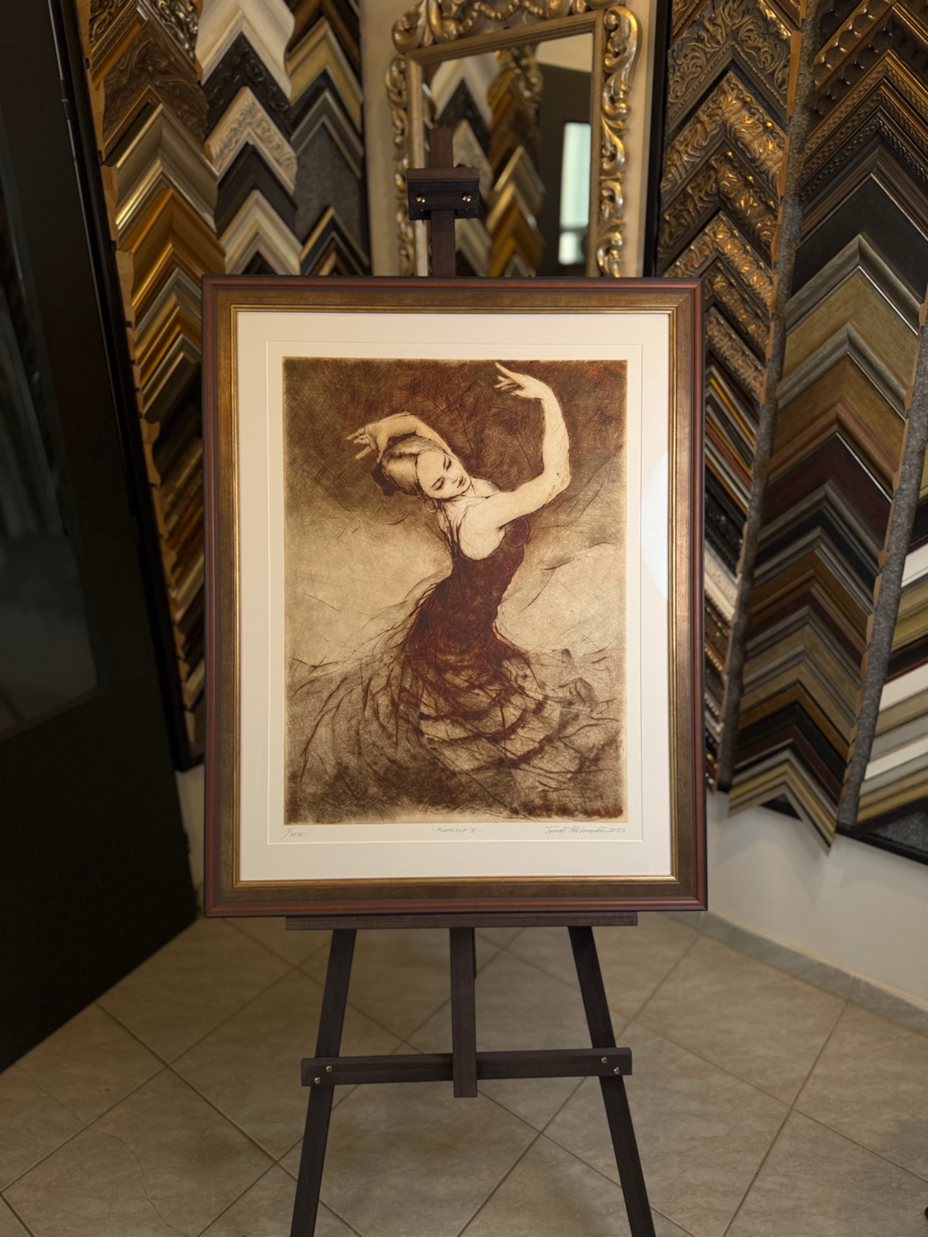 Lept — tanečnice — Dřevěný rám s měděným tónem | Atelier Homolka